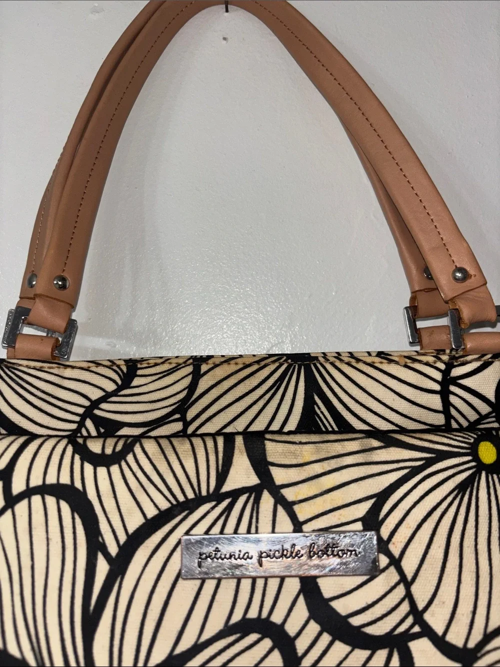Petunia Pickle Bottom Cream Black Floral Diaper Bag Large Baby
